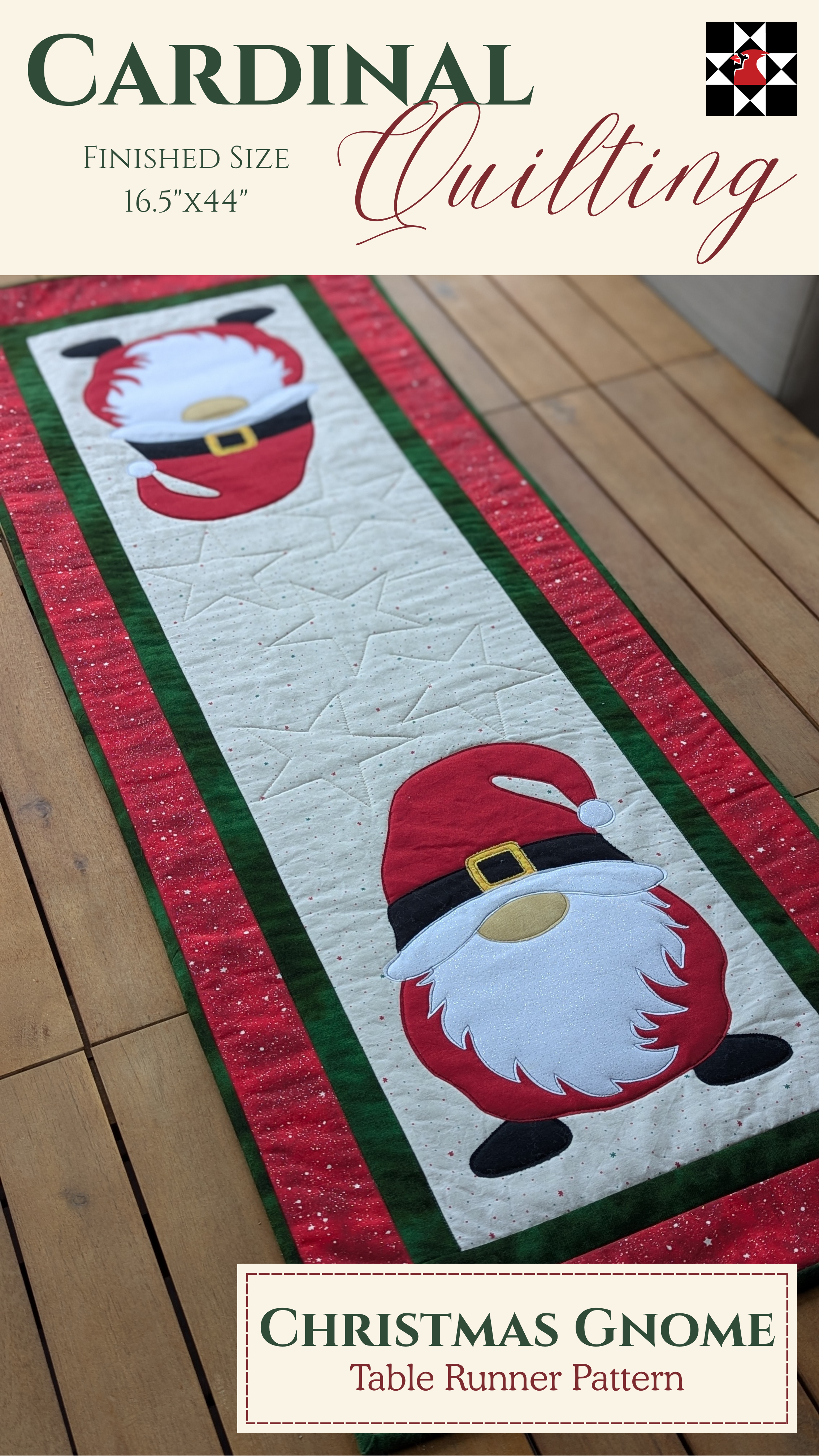 Christmas Gnome - Quilted Table Runner Pattern