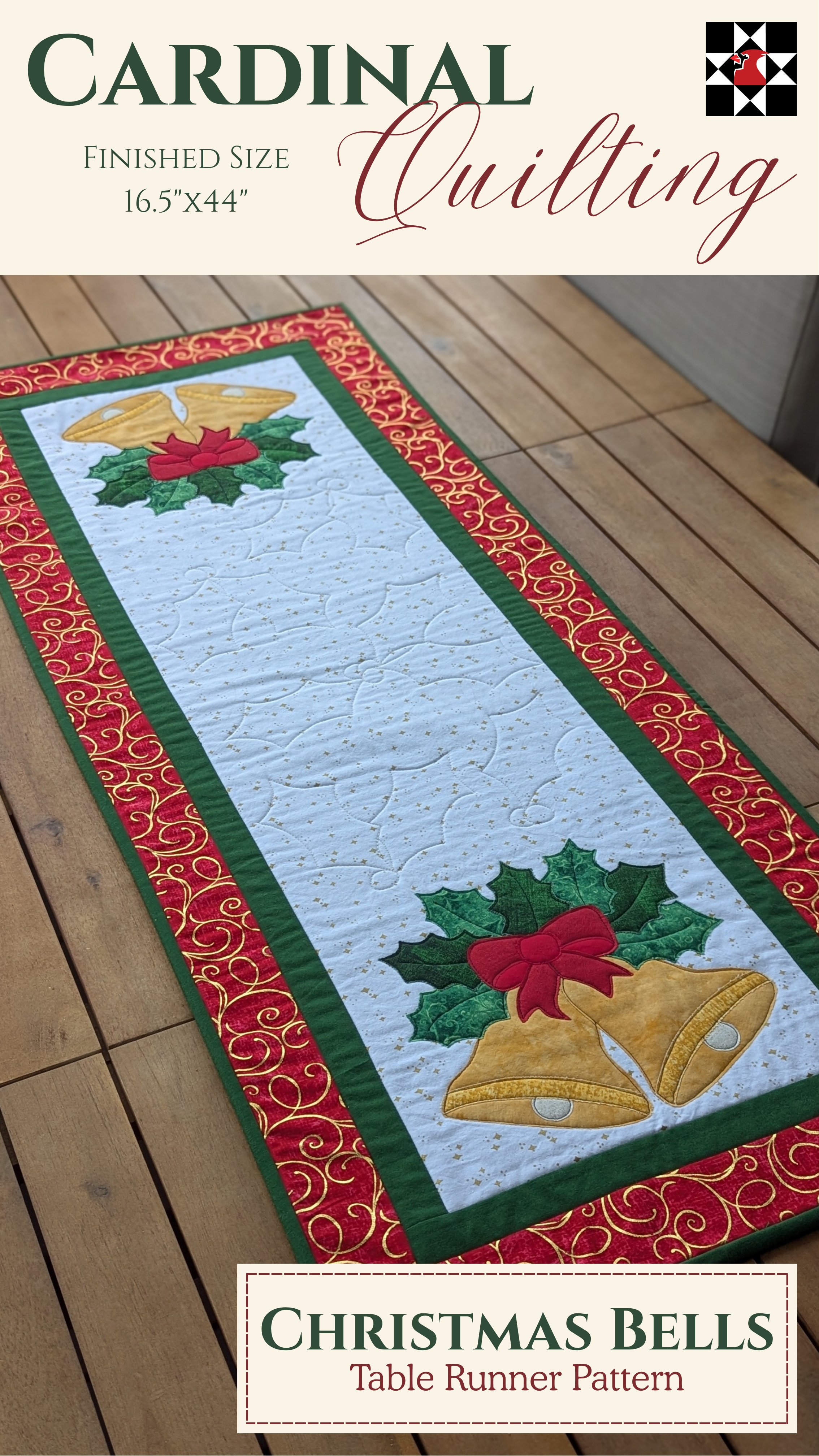 Christmas Bells - Quilted Table Runner Pattern