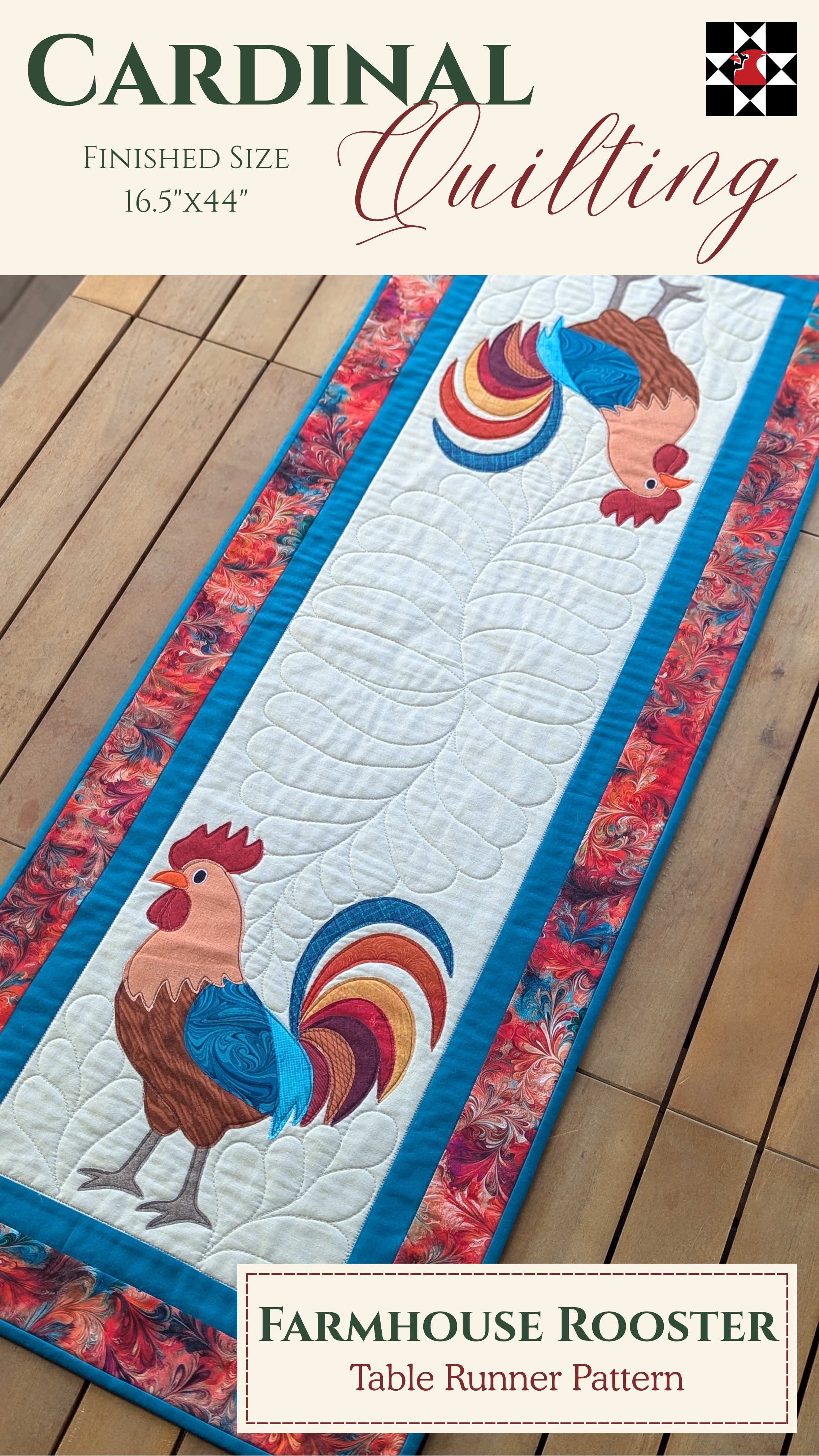 Farmhouse Rooster - Quilted Table Runner Pattern