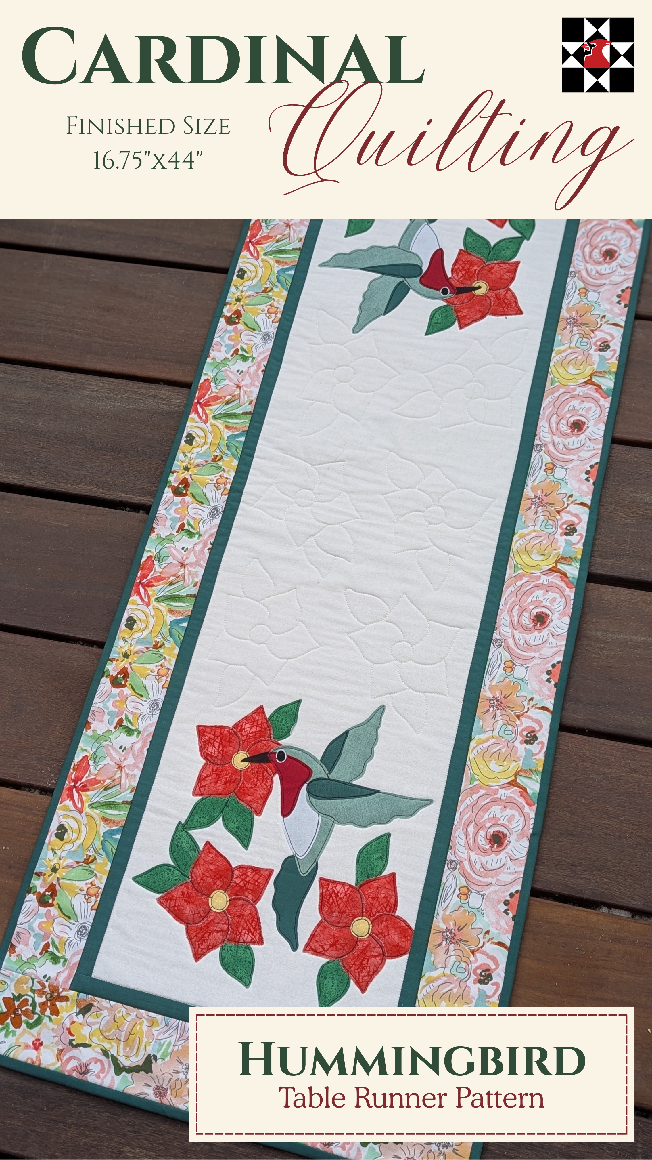 Hummingbird - Quilted Table Runner Pattern