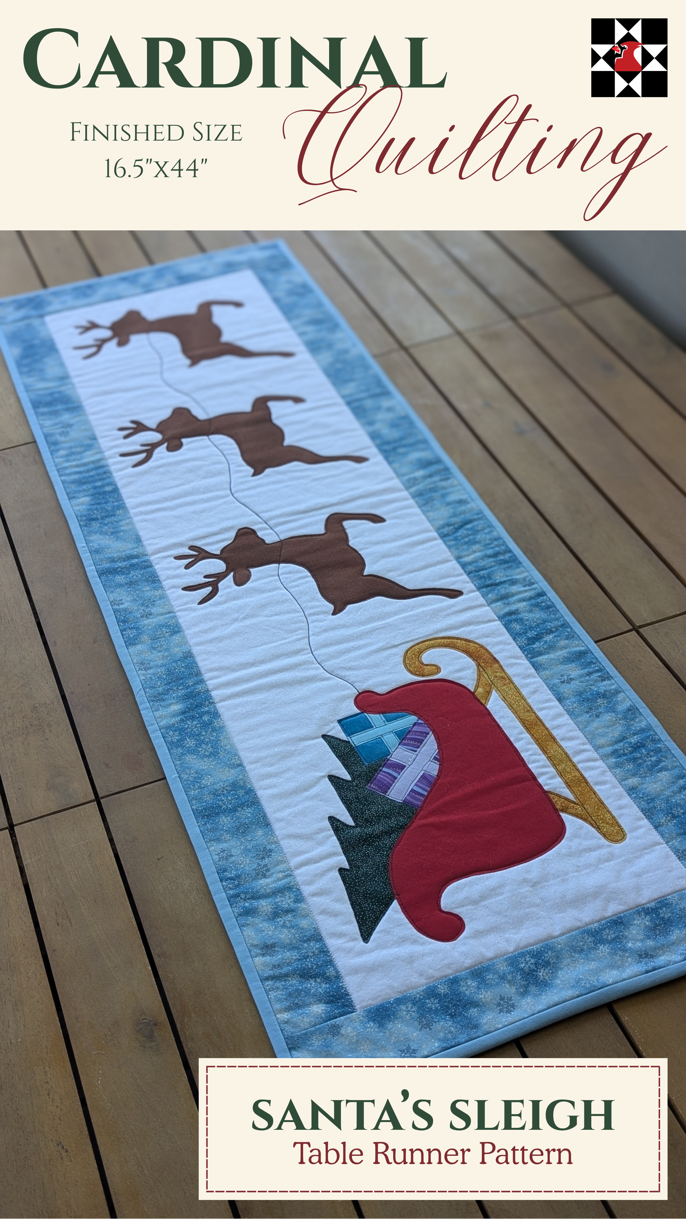 Santa's Sleigh - Quilted Table Runner Pattern
