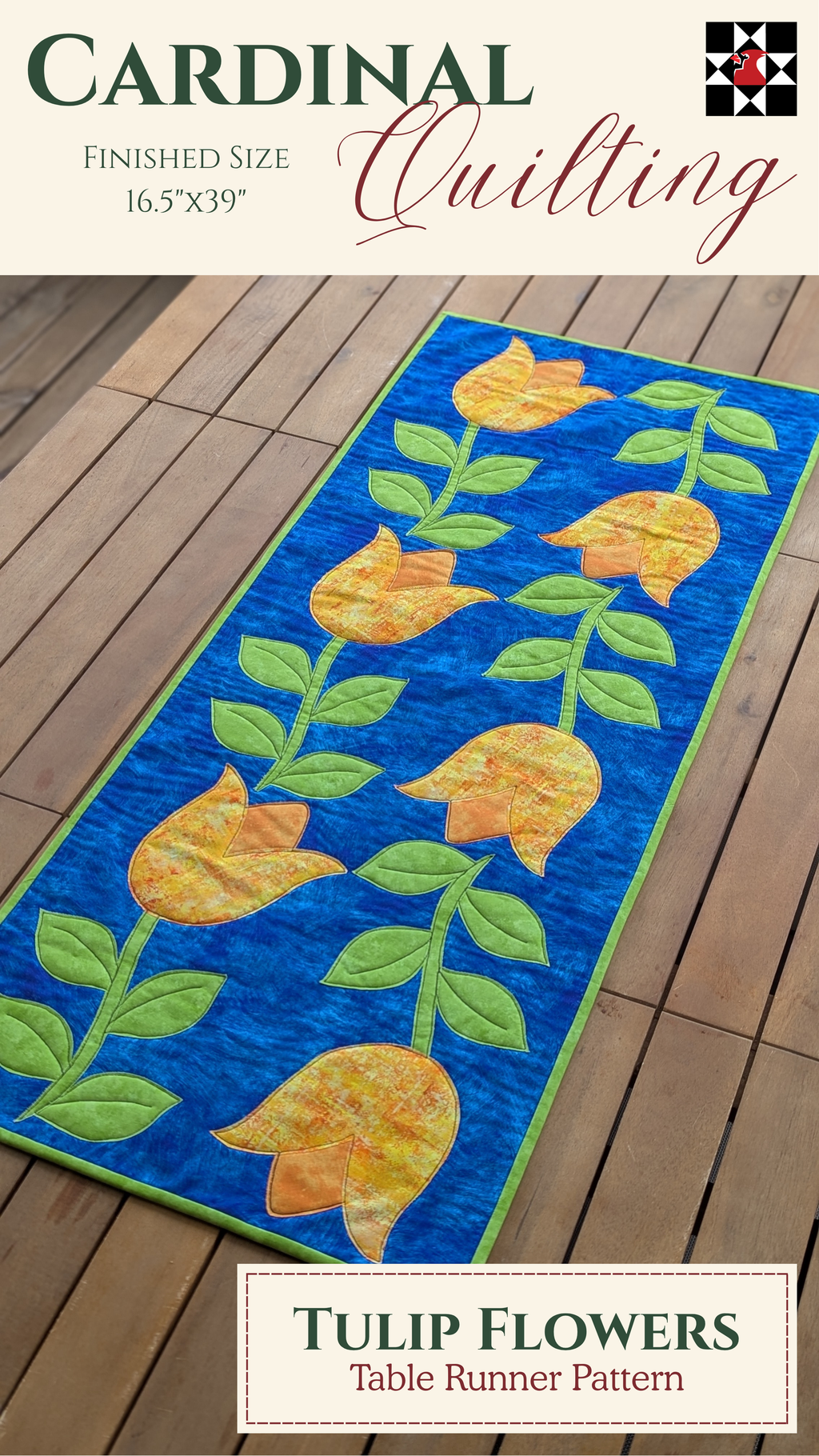 Tulip Flowers - Quilted Table Runner Pattern