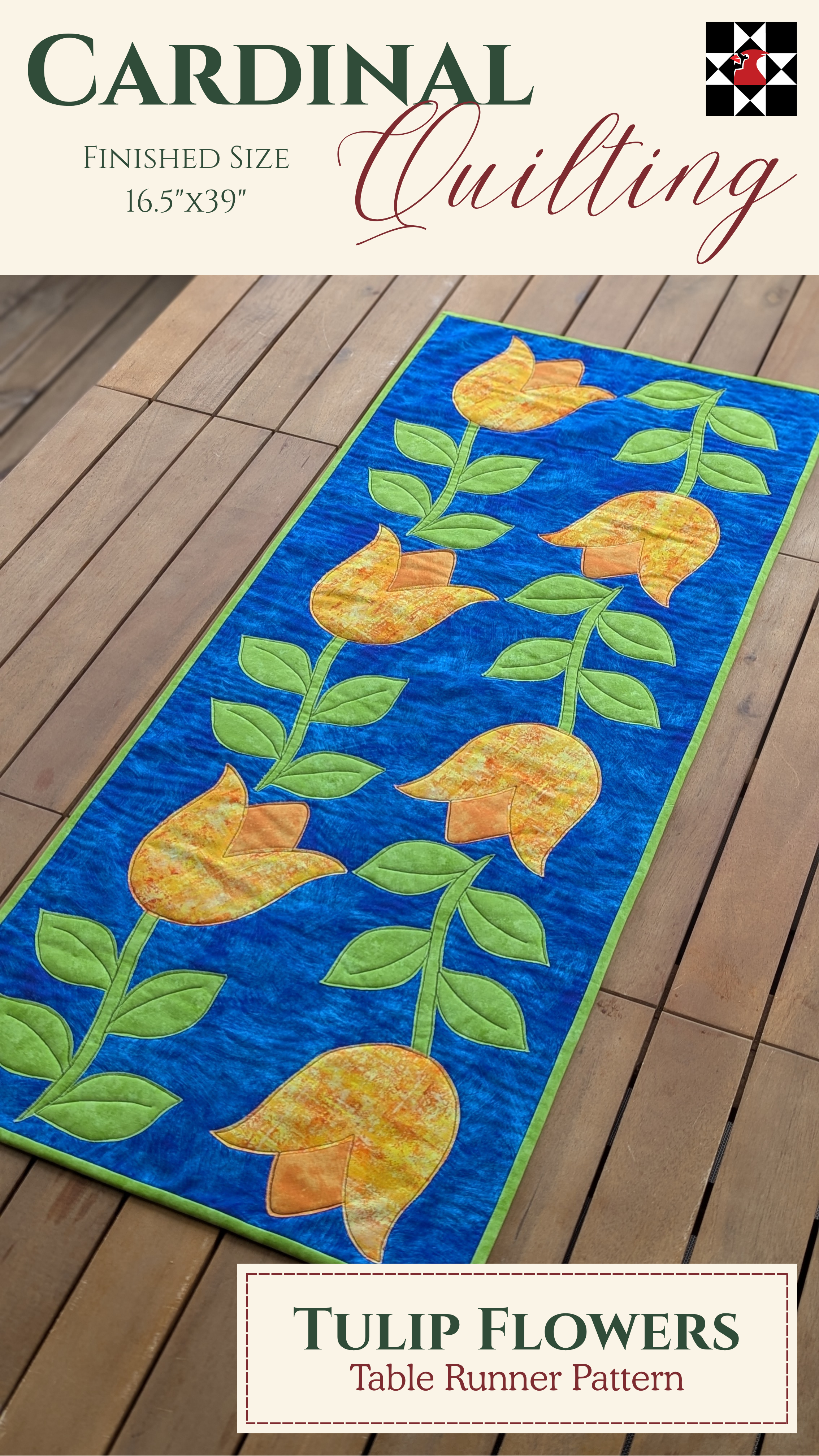 Tulip Flowers - Quilted Table Runner Pattern
