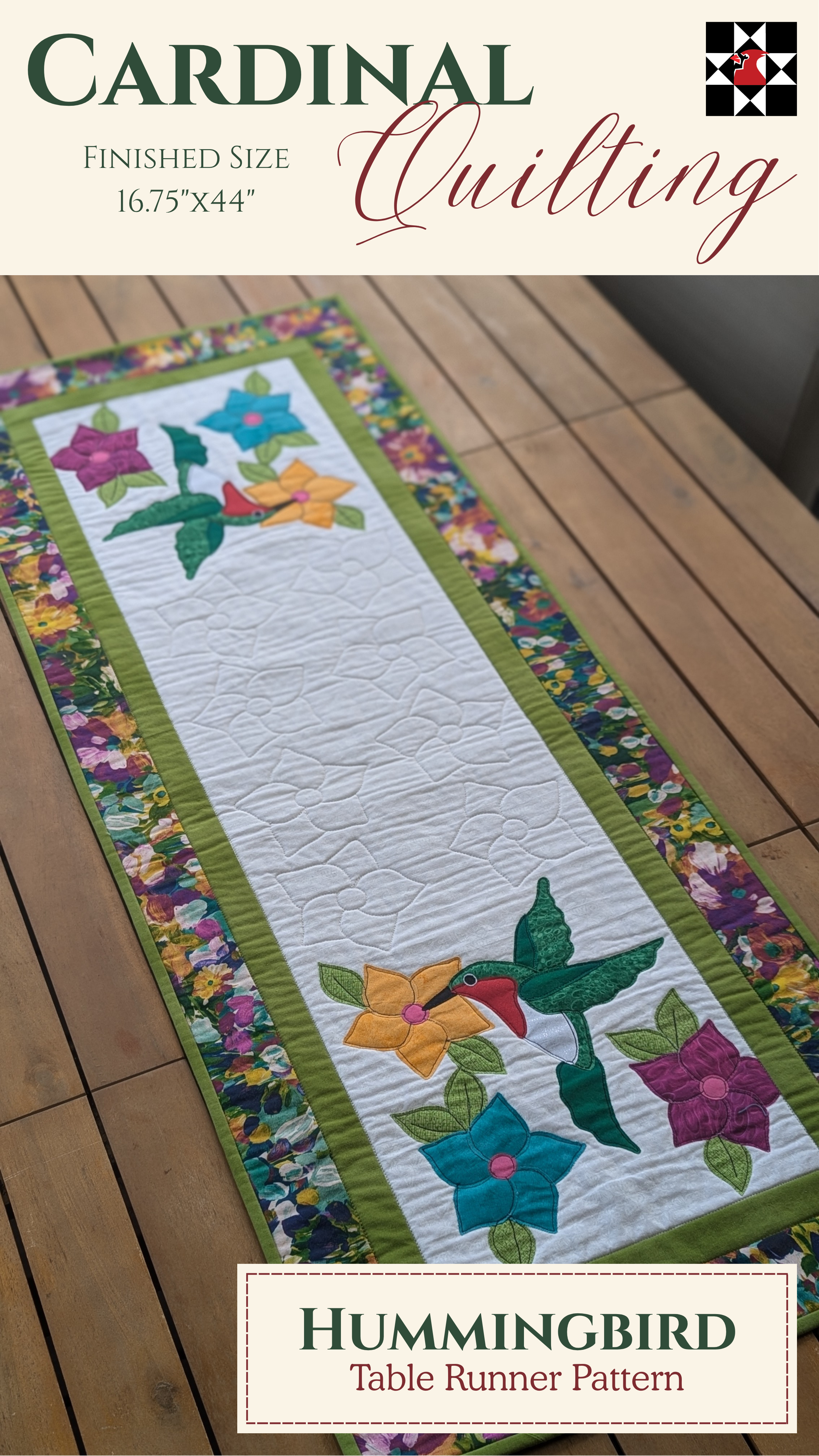 Hummingbird - Quilted Table Runner Pattern
