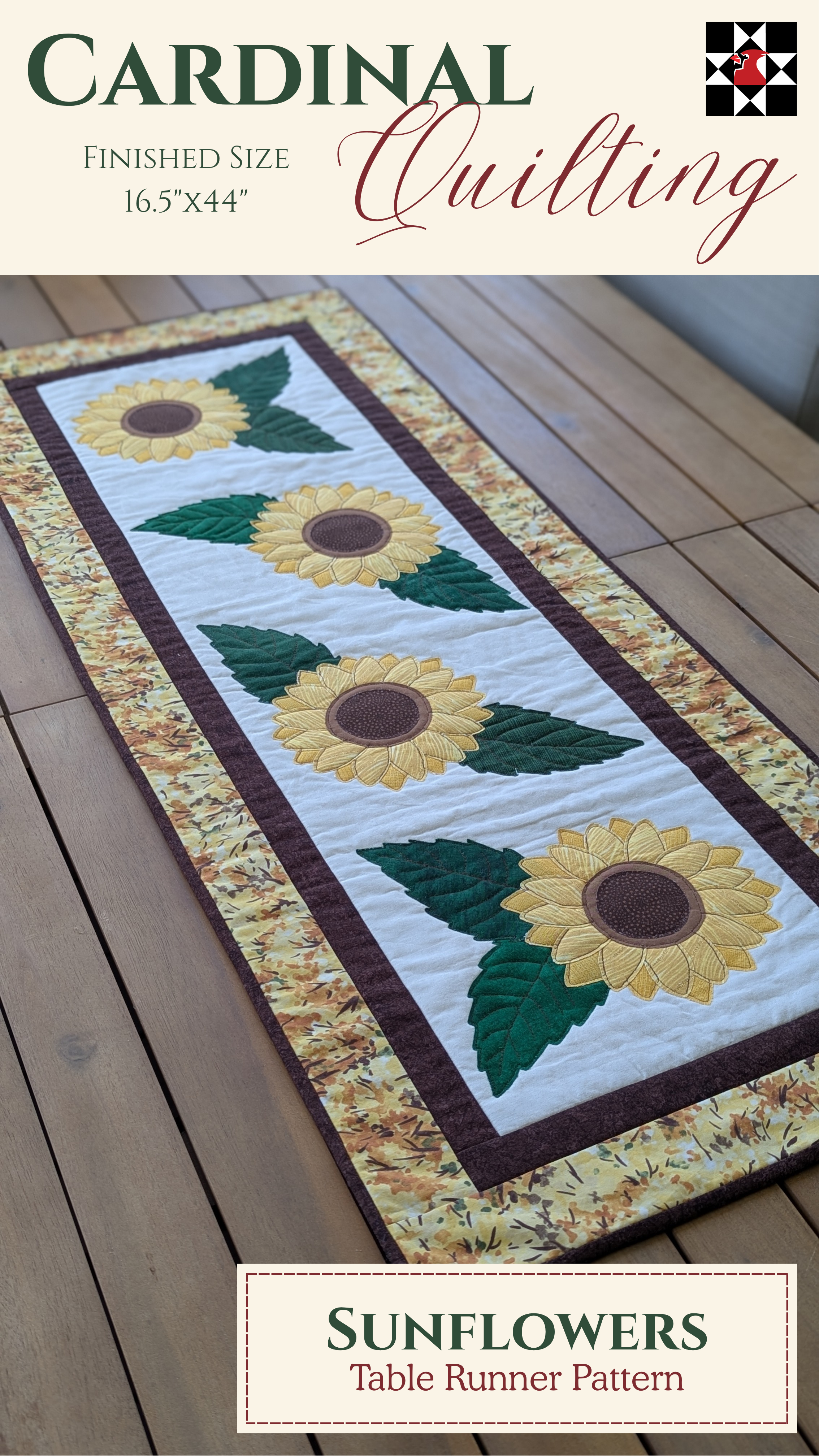 Sunflowers - Quilted Table Runner Pattern